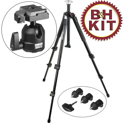 Manfrotto 055XWNB Tripod Legs (Black) with 486RC2 Compact Ballhead