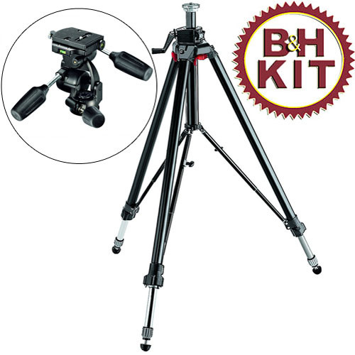 Manfrotto 058B Aluminum Studio Pro Triaut Tripod with 808RC4 3-Way Pan/Tilt Head