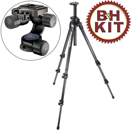 Manfrotto 190CXPRO3 3-Section Carbon Fiber Tripod Legs (Black) with 460MG 3D Head