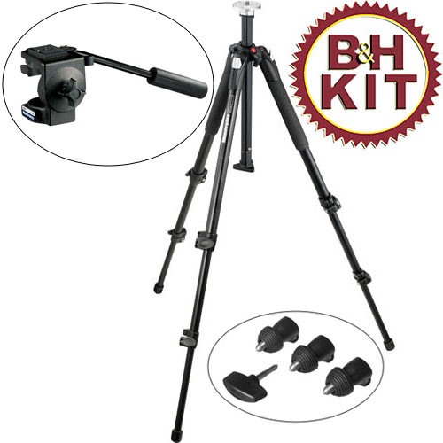Manfrotto 190XWNB Wilderness Tripod Legs (Black) with 3130 Fluid Head