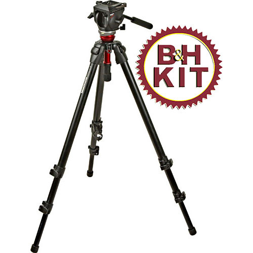 Manfrotto 745B Tripod Legs (Black) with 701RC2 Video Fluid Head