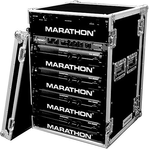 Marathon MA-16UAD  Flight Road 16U Deluxe Amplifier Rack Case (Black and Chrome)