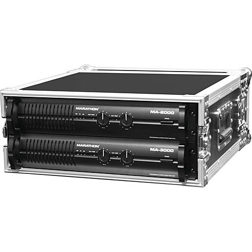 Marathon MA-4UAD Flight Road 4U Deluxe Amplifier Rack Case (Black and Chrome)