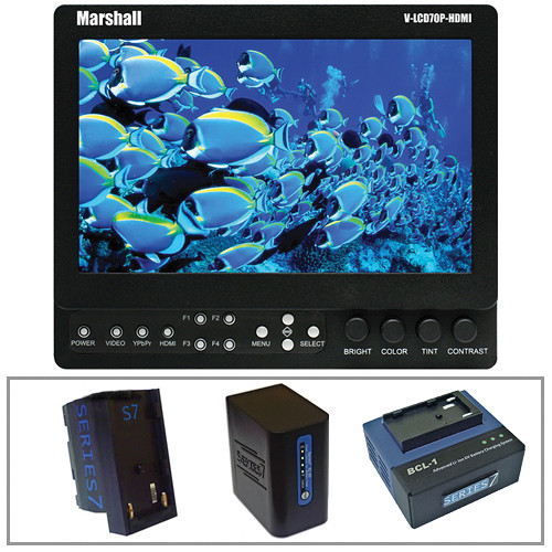 Marshall Electronics V-LCD70XP-HDMI-PM 7" On-Camera Field Monitor w/Series 7 Power Kit