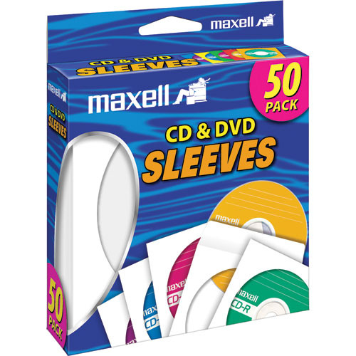 Maxell CD-400 CD/DVD White Paper Sleeves (Pack of 50) 190135 B&H