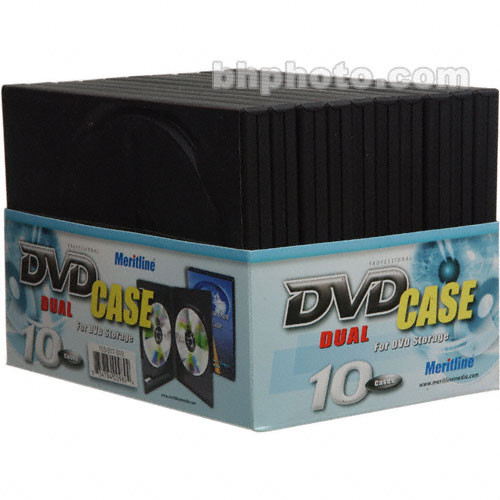 Merit Line Black Dual DVD Case (10) 153046 B&H Photo Video