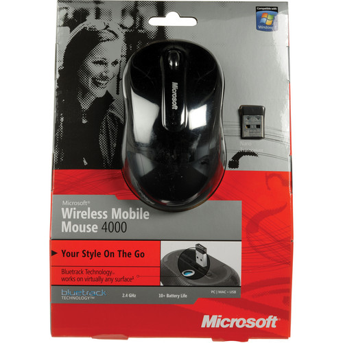 Microsoft Wireless Mobile Mouse 4000 (Black) D5D-00099 B&H Photo