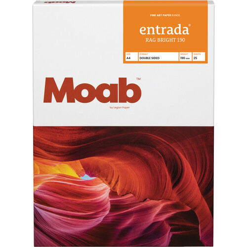 Moab Entrada Rag Bright 190 Paper (A4 8.3 x 11.7", 25 Sheets)