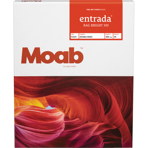 Moab Entrada Rag Bright 300 Paper (8.5 x 11", 25 Sheets)