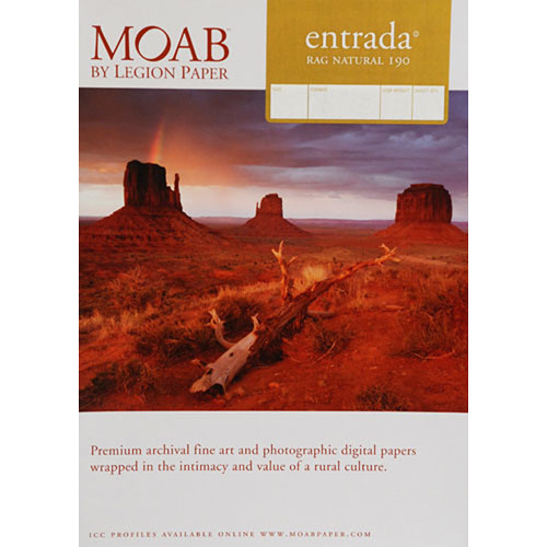 Moab Entrada Rag Natural 190 (Matte, 2-sided) Paper - 7x10" - 25 Sheets
