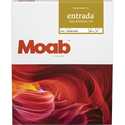 Moab Entrada Rag Natural 190 Paper (8.5 x 11", 25 Sheets)
