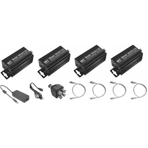 NVT Phybridge EoC Ethernet over Coax Transceiver with PoE (4-Pack)
