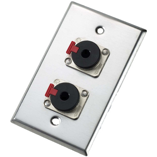 Neutrik 203P Single Gang Wall Plate with Two NJ3FP6C Locking 1/4" Phone Jacks