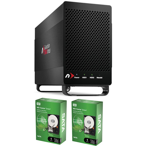 NewerTec Guardian MAXimus Enclosure Q 2-Drive RAID 1 & Two 1TB Hard Drive Kit
