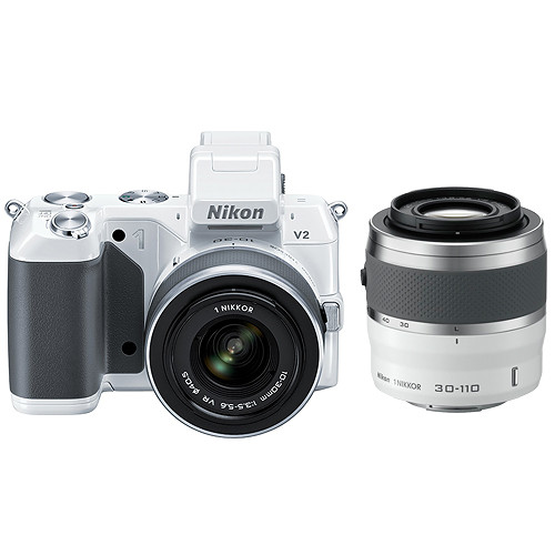 Nikon 1 V2 Mirrorless Digital Camera with 1 NIKKOR VR 10-30mm f/3.5-5.6 and 30-110mm f/3.8-5.6 Lens Kit (White)