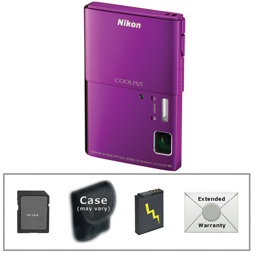 Nikon COOLPIX S100 Digital Camera with Deluxe Accessory Kit (Purple)