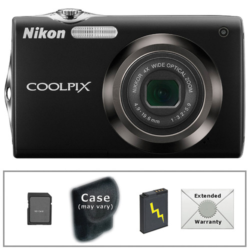 Nikon CoolPix S3000 Digital Camera with Deluxe Accessory Kit (Black)