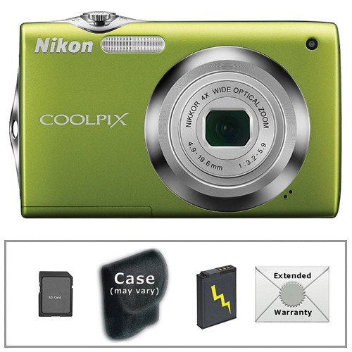 Nikon CoolPix S3000 Digital Camera with Deluxe Accessory Kit (Green)