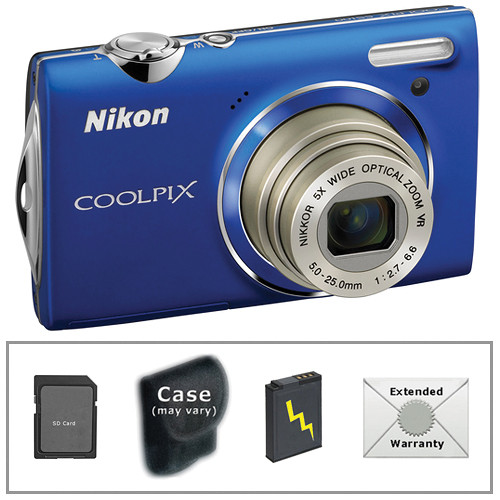 Nikon CoolPix S5100 Digital Camera Deluxe Accessory Kit (Blue)