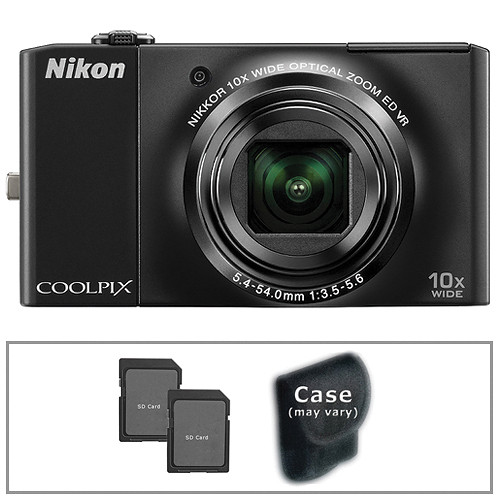 Nikon CoolPix S8000 Digital Camera with Basic Accessory Kit (Black)
