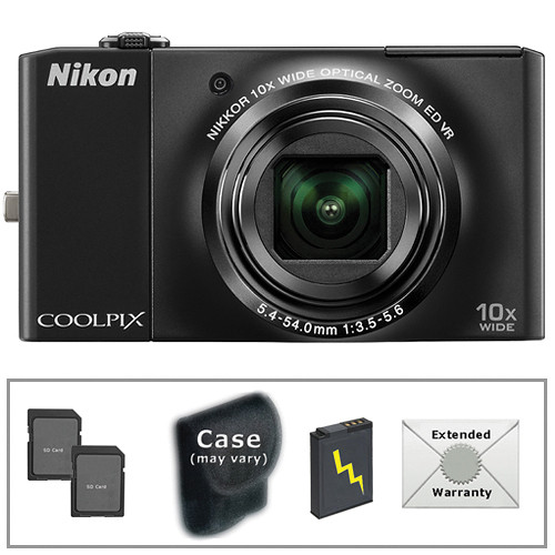 Nikon CoolPix S8000 Digital Camera with Deluxe Accessory Kit (Black)