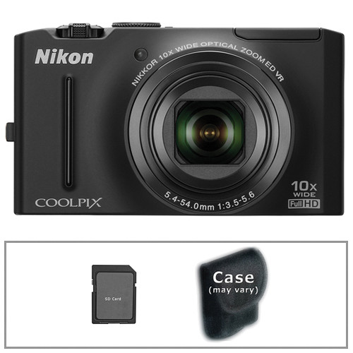 Nikon CoolPix S8100 Digital Camera with Basic Accessory Kit (Black)