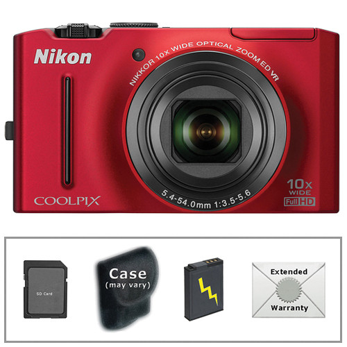 Nikon CoolPix S8100 Digital Camera with Deluxe Accessory Kit (Red)