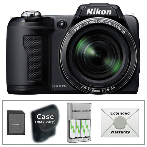 Nikon Coolpix L110 Digital Camera with Deluxe Accessory Kit (Black)