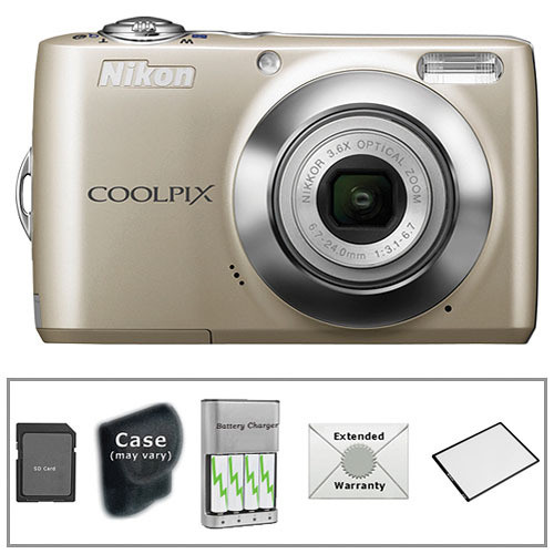Nikon Coolpix L24 Digital Camera with Deluxe Accessory Kit (Silver)