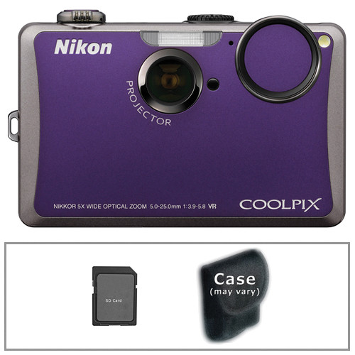 Nikon Coolpix S1100pj Digital Camera with Basic Accessory Kit (Violet)