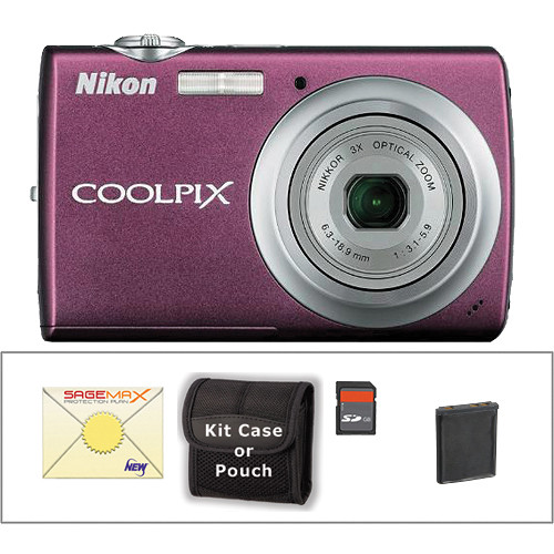 Nikon Coolpix S220 Digital Camera with Deluxe Accessory Kit (Plum)
