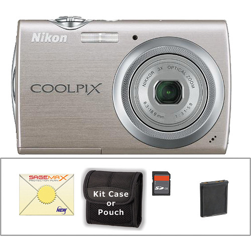 Nikon Coolpix S230 Digital Camera with Deluxe Accessory Kit (Warm Silver)