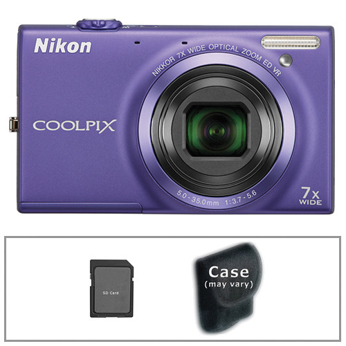 Nikon Coolpix S6100 Digital Camera with Basic Accessory Kit (Violet)