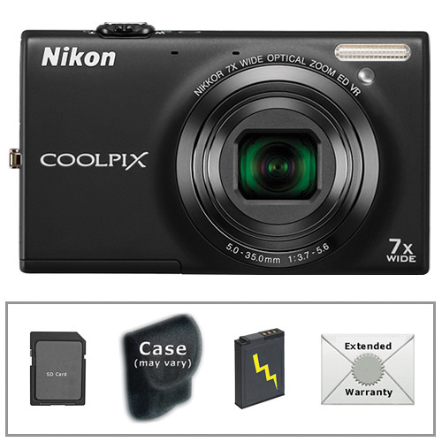 Nikon Coolpix S6100 Digital Camera with Deluxe Accessory Kit (Black)