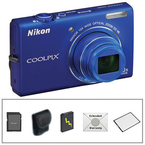 Nikon COOLPIX S6200 Digital Camera with Deluxe Accessory Kit (Blue)