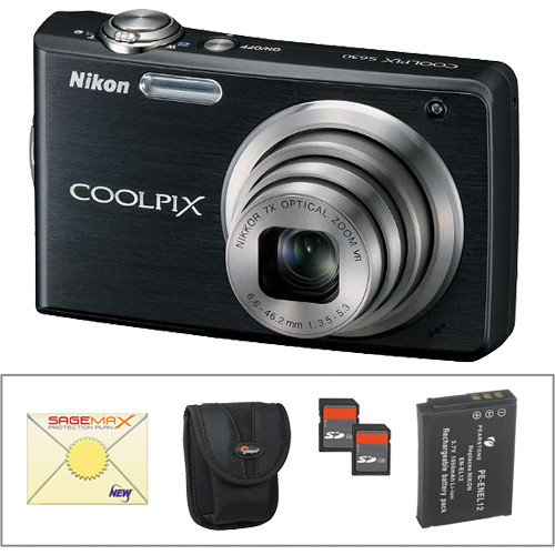 Nikon Coolpix S630 Digital Camera with Deluxe Accessory Kit (Jet Black)