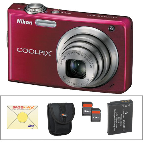 Nikon Coolpix S630 Digital Camera with Deluxe Accessory Kit (Ruby Red)