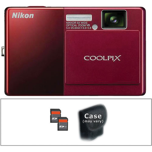 Nikon Coolpix S70 12.1MP Compact Digital Camera (Red) With Basic Accessory Kit