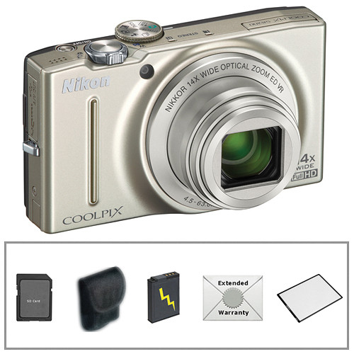 Nikon COOLPIX S8200 Digital Camera with Deluxe Accessory Kit (Silver)