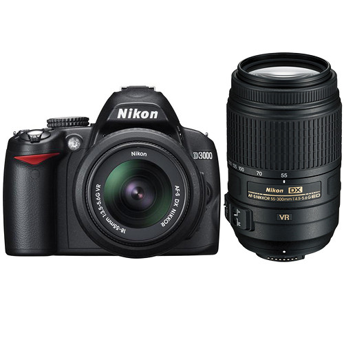 Nikon D3000 SLR Camera Kit 18-55mm & 55-300mm VR Lenses with Deluxe Kit