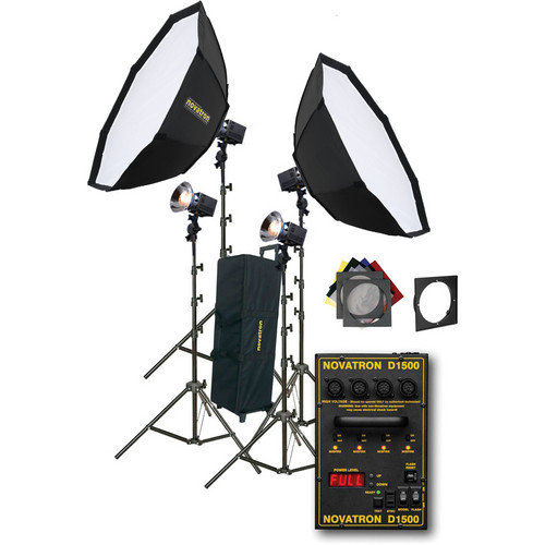 Novatron D1500 4 FC Light Kit with 2 Softboxes and Wheeled Soft Case (115VAC)