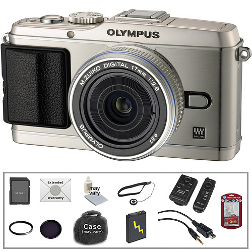 Olympus E-P3 PEN Digital Camera & 17mm Lens (Silver) with Deluxe Accessory Kit