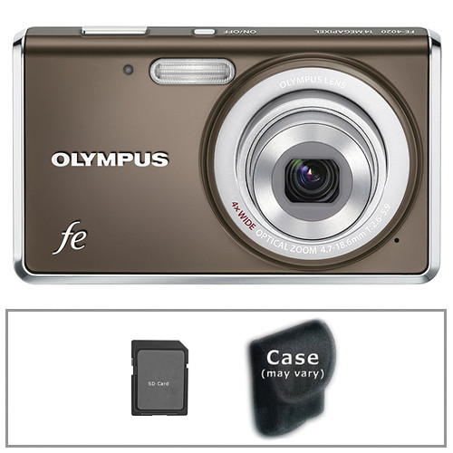 Olympus FE-4020 Digital Camera with Basic Accessory Kit (Warm Gray)