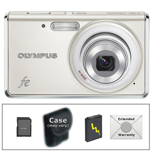 Olympus FE-4020 Digital Camera with Deluxe Accessory Kit (Pearl Gray)