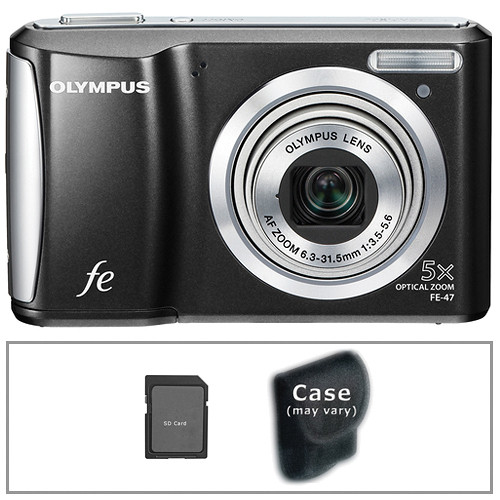 Olympus FE-47 Digital Camera with Basic Accessory Kit (Black)