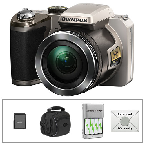 Olympus SP-820UZ iHS Digital Camera with Deluxe Accessory Kit (Silver)