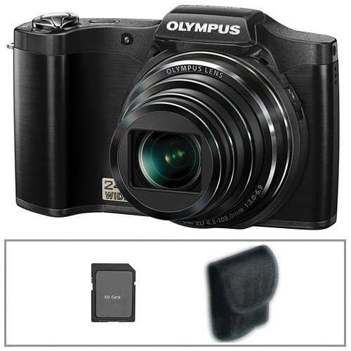 Olympus SZ-12 Digital Camera (Black) with Basic Accessory Kit