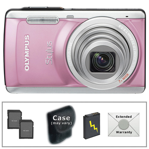 Olympus Stylus 7040 Digital Camera with Deluxe Accessory Kit (Pink)