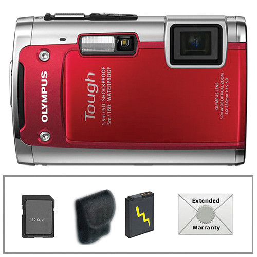 Olympus TG-610 Digital Camera with Deluxe Accessory Kit Red