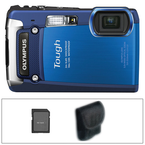 Olympus Tough TG-820 Digital Camera (Blue) with Basic Accessory Kit